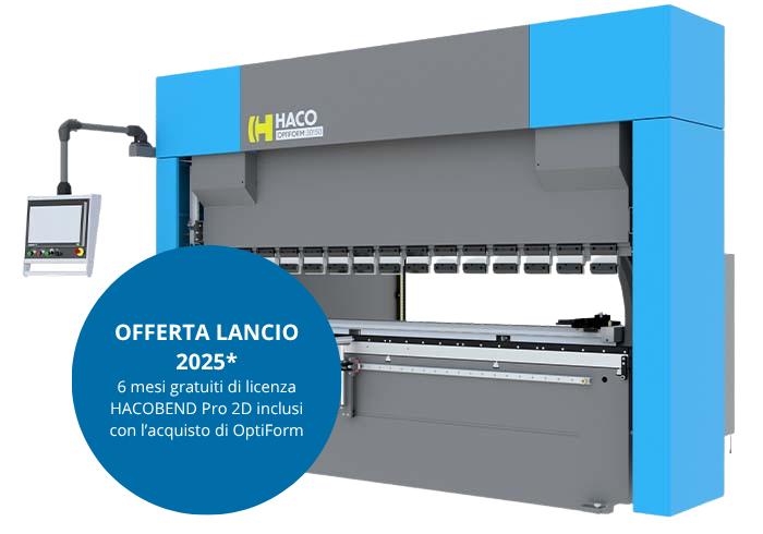 OFFERTA LANCIO 2025 6 mesi gratuiti di licenza HACOBEND Pro 2D inclusi con l’acquisto di OptiForm